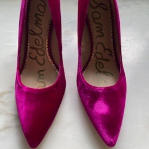 Sam Edelman Fuchsia Velvet Heels, Size 9.5 - Picture 1 of 4